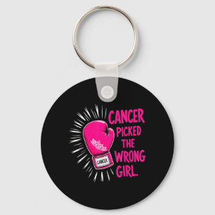 Cancer Picked the Wrong Girl Breast Cancer Key Ring