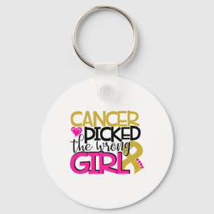 Cancer Picked The Wrong Girl Key Ring
