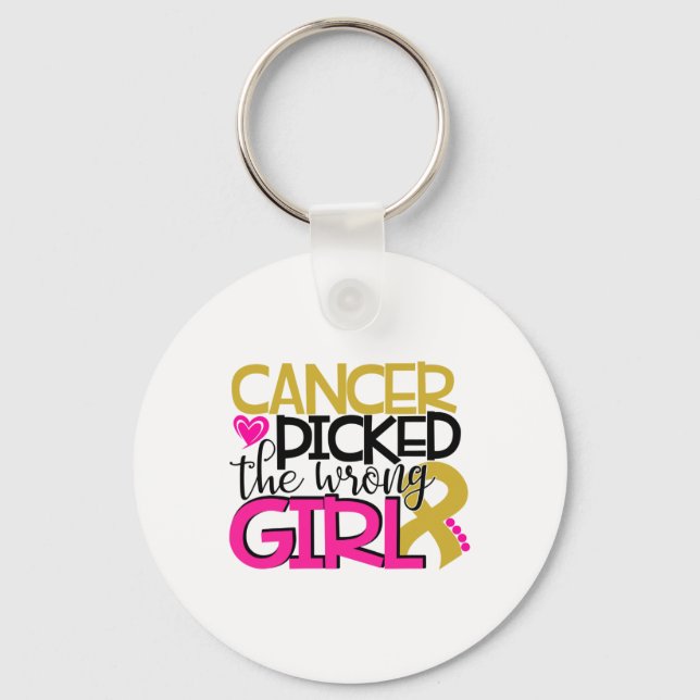 Cancer Picked The Wrong Girl  Key Ring (Front)