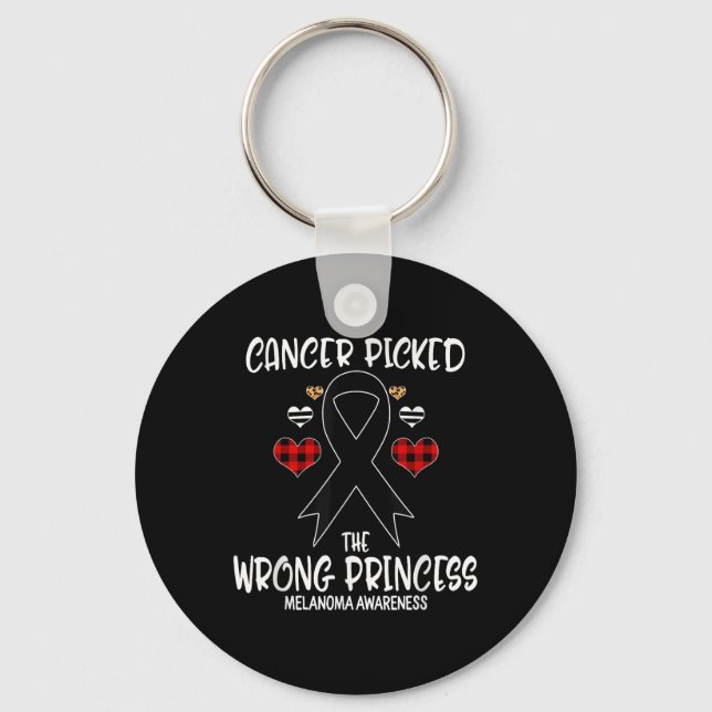 Cancer Picked The Wrong Princess Melanoma Awarenes Key Ring (Front)