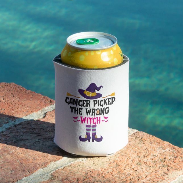 Cancer Picked The Wrong Witch Funny Halloween Gift Can Cooler (In Situ Pool)