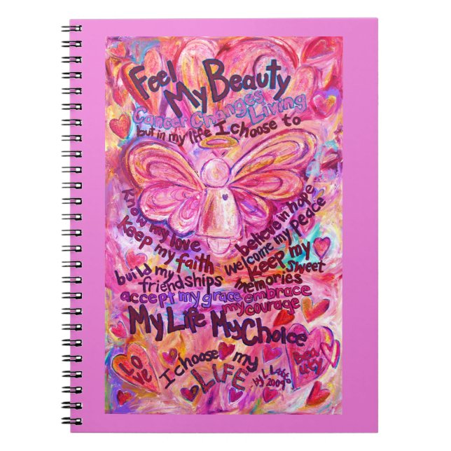 Cancer Poem Pink Angel Art Notebook Journal (Front)