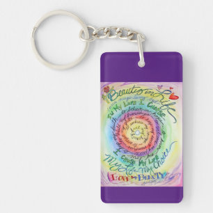 Cancer Poem Rainbow Art Pendant Keychain