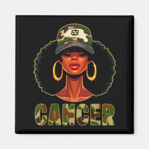 Cancer Queen Black Woman With Cap Camo Afro Girl Z Magnet