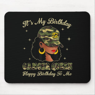 Cancer Queen Loc'd Black Woman Camo Cap Zodiac Sig Mouse Pad