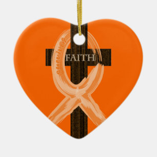Cancer Ribbon Celebrates Faith & Remission Ceramic Tree Decoration