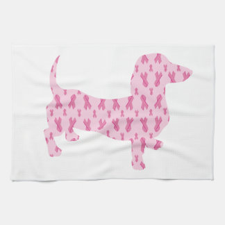 Cancer Ribbon Dachshund Tea Towel