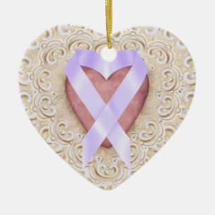 Cancer Ribbon From the Heart - SRF Ceramic Tree Decoration
