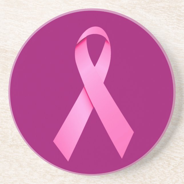 Cancer Ribbon Sandstone Coaster (Front)