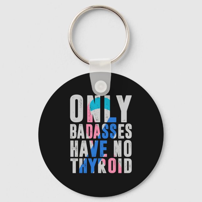 Cancer Ribbon Thyroidectomy Removal Surgery Bades  Key Ring (Front)