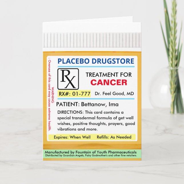 CANCER RX Prescription for Health Get Well Card (Front)