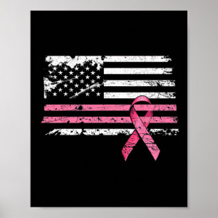 Cancer Shirt American Flag Breast Cancer Awareness Poster