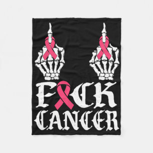 Cancer Skull And Crossbones Skeleton Breast Cancer Fleece Blanket