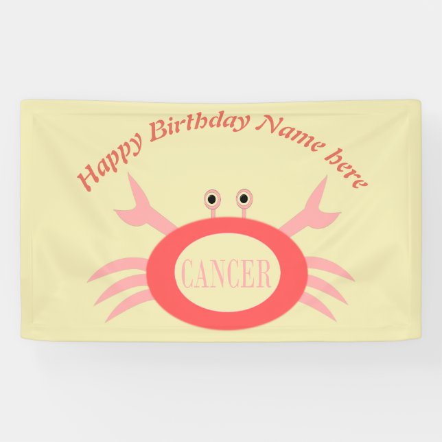 Cancer Star Sign Crab Custom Banner (Horizontal)