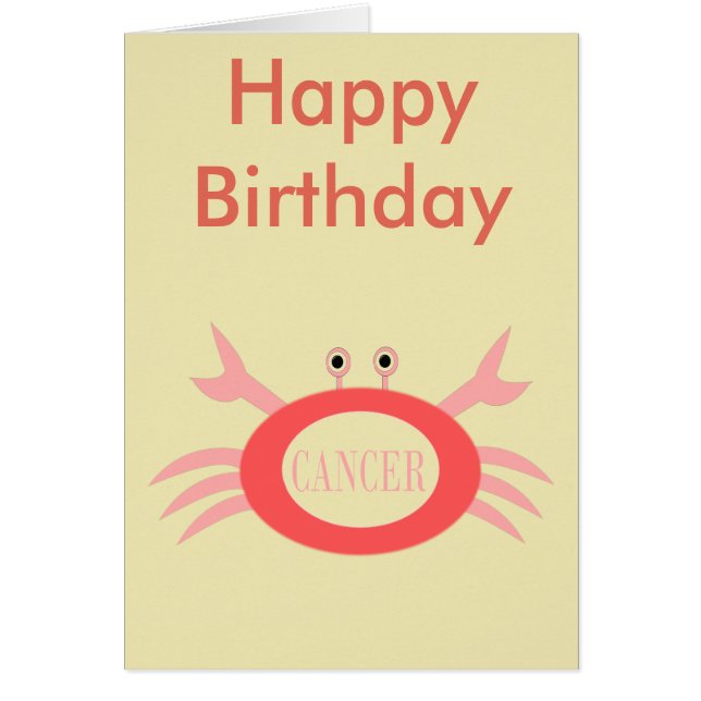 Cancer Star Sign Crab Custom Card (Front)