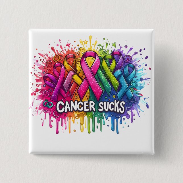 Cancer Sucks 15 Cm Square Badge (Front)