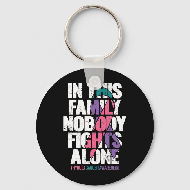 Cancer Support Family Thyroid Cancer Awareness  Key Ring (Front)