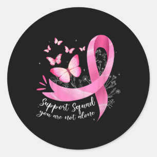 Cancer Support Squad Awareness Pink Ribbon Butterf Classic Round Sticker