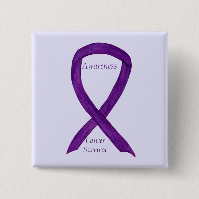 Cancer Survivor Awareness Ribbon Custom Pins (Front)