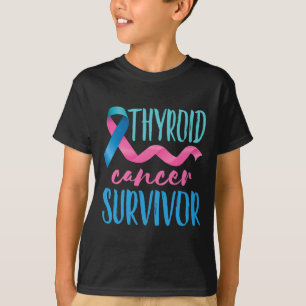 Cancer Survivor Awareness Ribbon Teal Pink Blue  T-Shirt