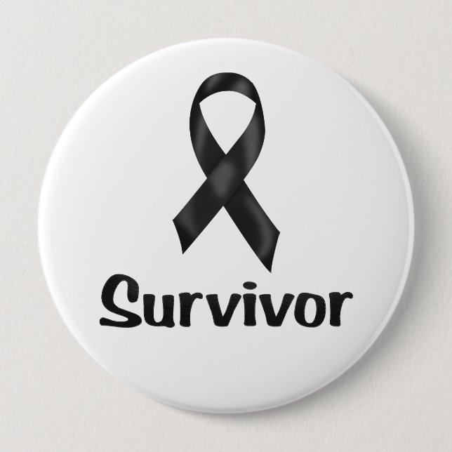 Cancer Survivor Black 10 Cm Round Badge (Front)