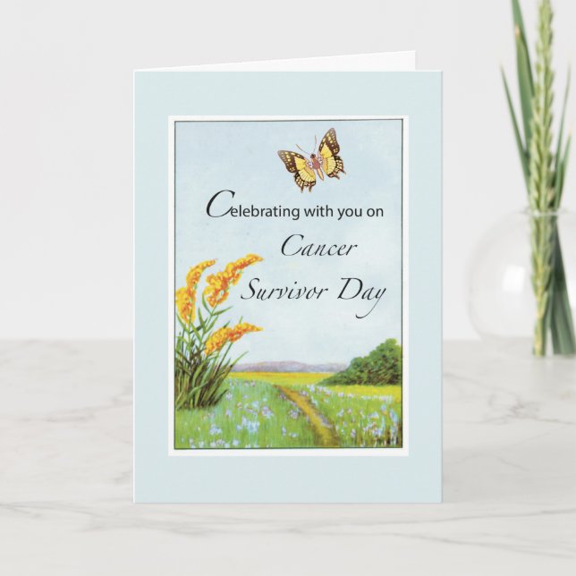 Cancer Survivor Day Congratulations with Butterfly Card (Front)