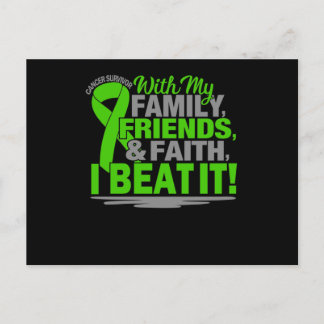 Cancer Survivor Faith Friends Family Green And Gre Announcement Postcard