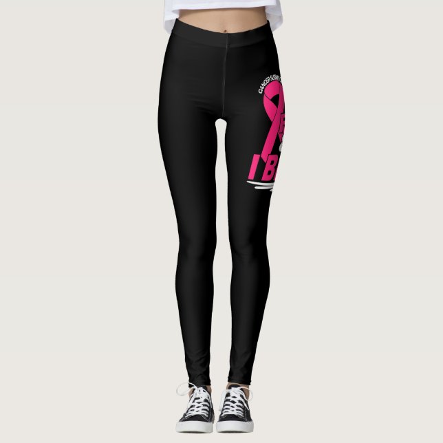 Cancer Survivor Faith Friends Family Pink And Whit Leggings (Front)
