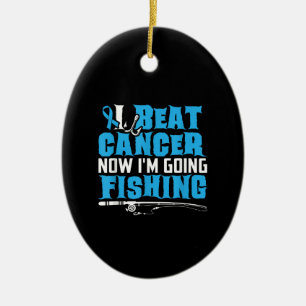 Cancer Survivor Fishing Gift Tee I Beat Cancer Ceramic Tree Decoration