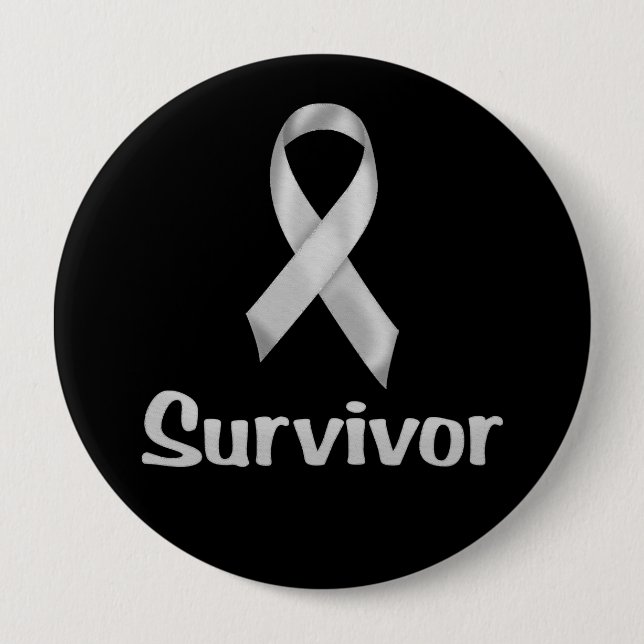 Cancer Survivor Grey 10 Cm Round Badge (Front)