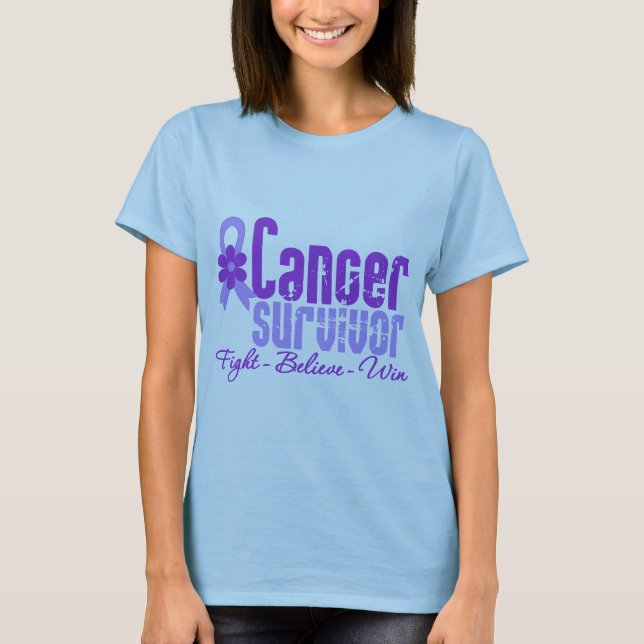 Cancer Survivor Lavender Flower Ribbon T-Shirt (Front)
