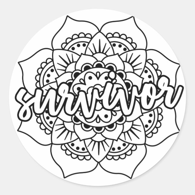 Cancer Survivor Mandala Classic Round Sticker (Front)