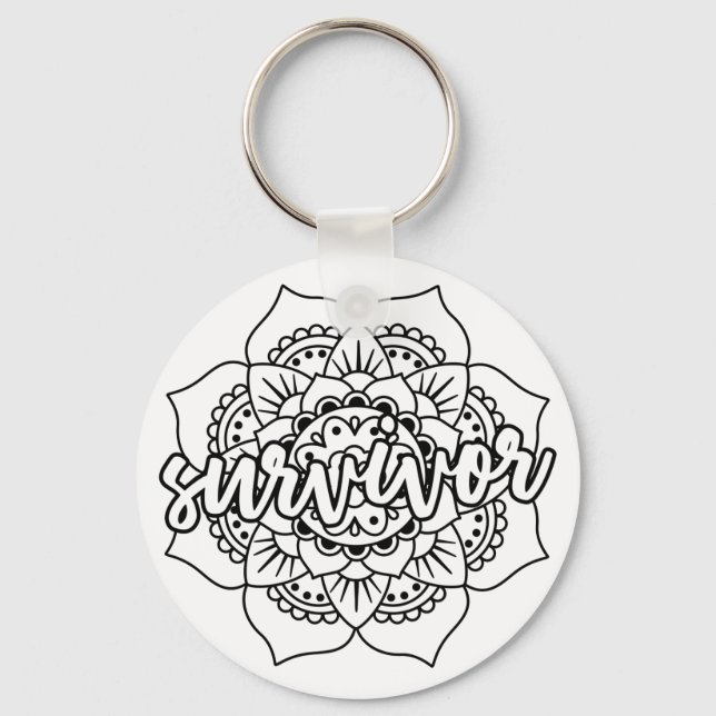 Cancer Survivor Mandala Key Ring (Front)
