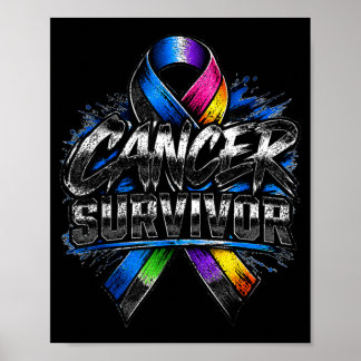 Cancer Survivor Strong Awareness Ribbon Shirt Poster