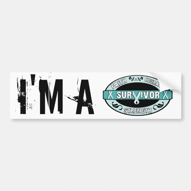 Cancer Survivor Teal Bumper Sticker (Front)