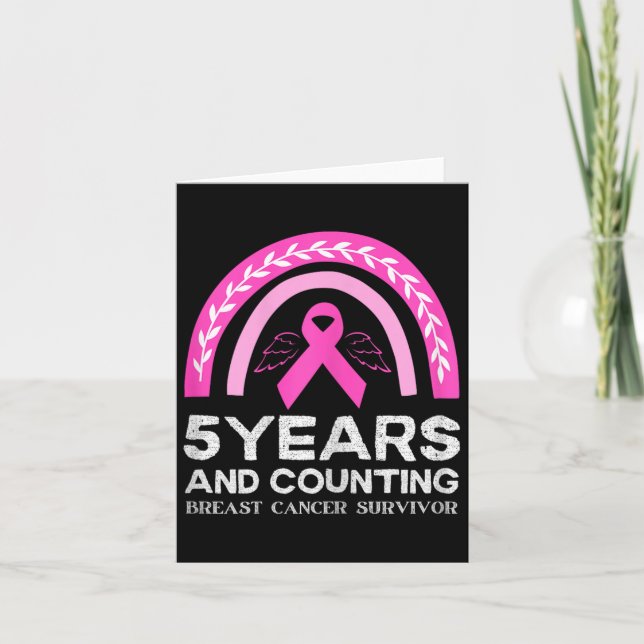 Cancer Survivor Tee 5 Years Cancer Free Pink Rainb Card (Front)