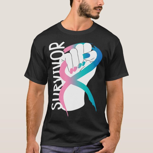 Cancer Survivor Thyroid Cancer Awareness Month  T-Shirt (Front)