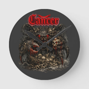 Cancer - The Bone Sentinel of Crimson Shadows Round Clock