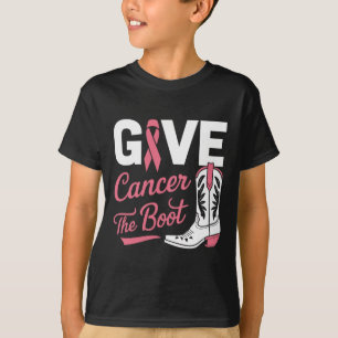 Cancer The Boot Cowgirl Breast Cancer Pink Ribbon T-Shirt