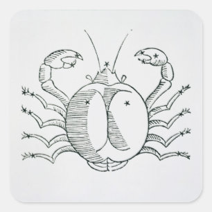 Cancer (the Crab) an illustration from the 'Poetic Square Sticker