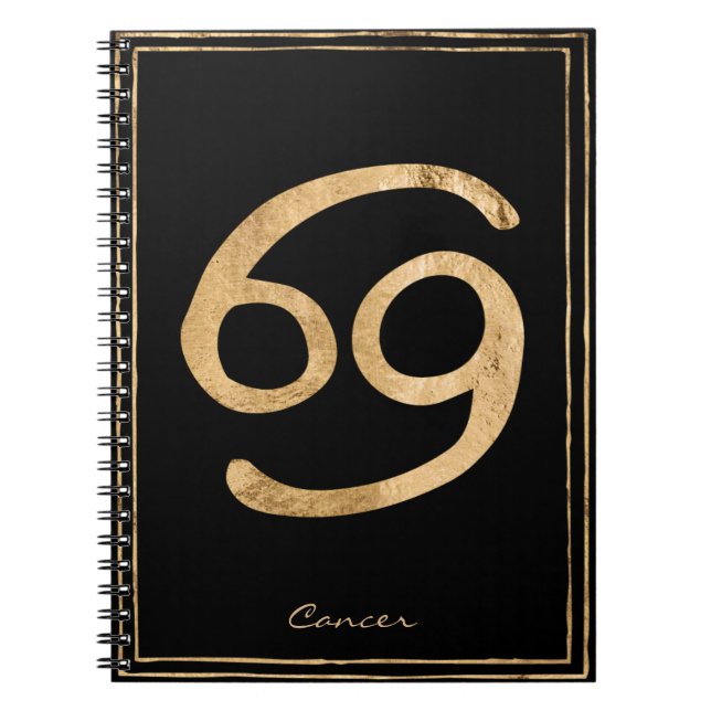 Cancer the crab hammered gold stylised astrology  notebook (Front)