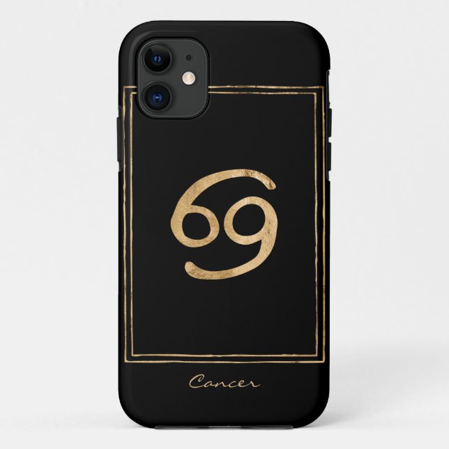 Cancer the crab hammered gold zodiac birthday Case-Mate iPhone case (Back)