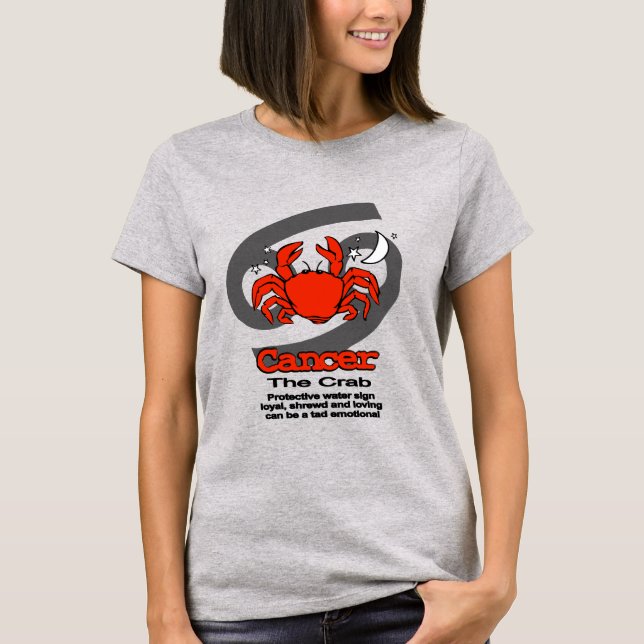 Cancer The Crab red zodiac astrological star sign T-Shirt (Front)