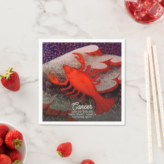 Cancer the Crab Zodiac Sign Birthday Party Napkin (Insitu)