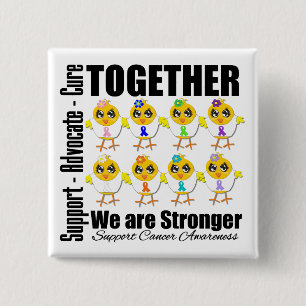 Cancer - Together We Are Stronger 15 Cm Square Badge
