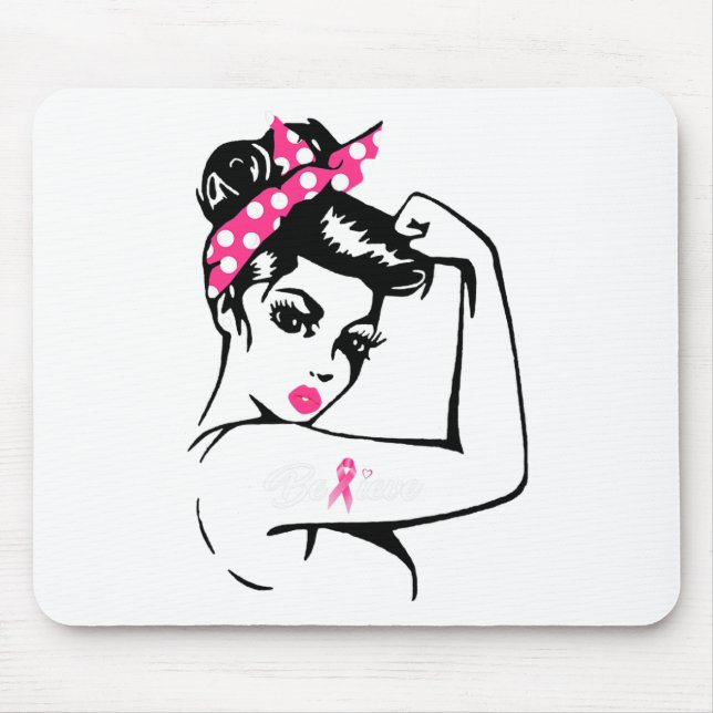 Cancer Warrior Awareness Tee Support Believe  Mouse Pad (Front)