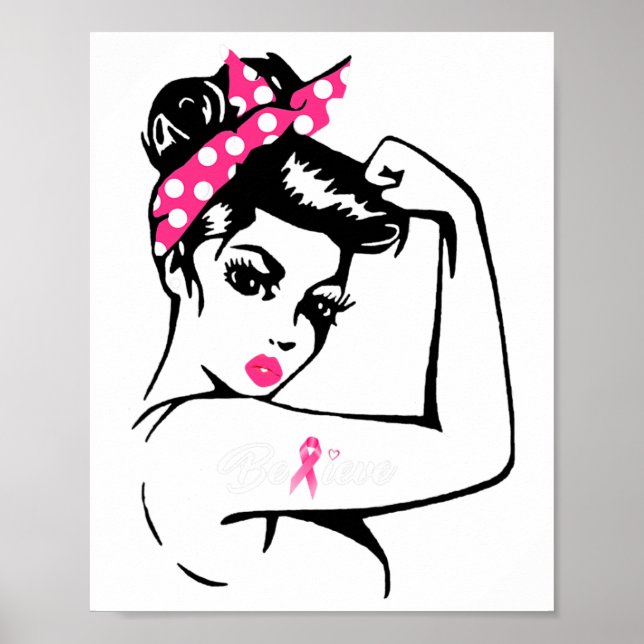 Cancer Warrior Awareness Tee Support Believe  Poster (Front)