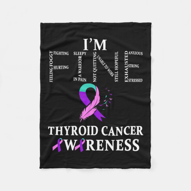 Cancer Warrior I'm Fine  Fleece Blanket (Front)