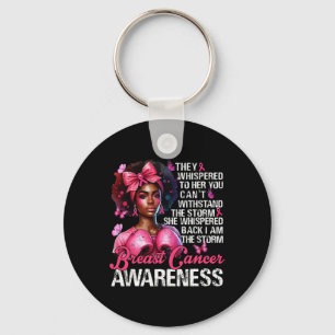 Cancer Warrior I'm The Storm Strong Women Pink Rib Key Ring