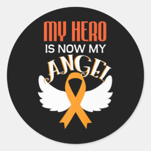Cancer Warrior Leukaemia Awareness Orange Ribbon G Classic Round Sticker